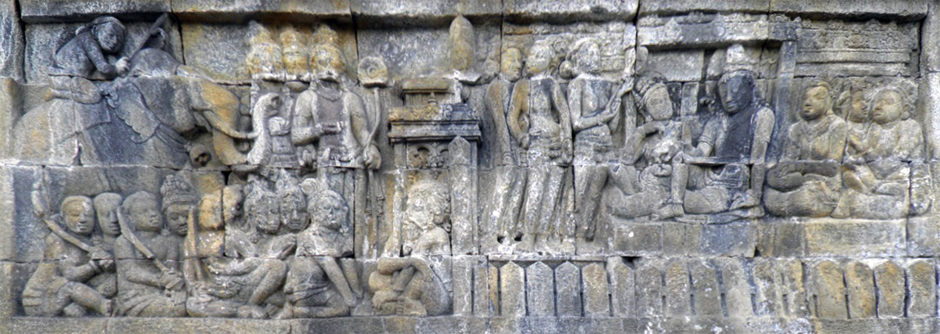 ILW Borobudur Mendut Tempelvoet 1e 55 bewaken