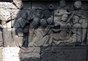 ILW Borobudur Mendut Tempelvoet verstrekken van voedsel 02